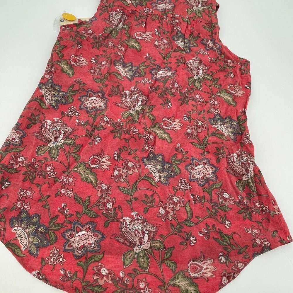 St. John's Bay Top Small Womens Cabaret Red Floral Sleeveless Tassel Boho - Picture 4 of 11